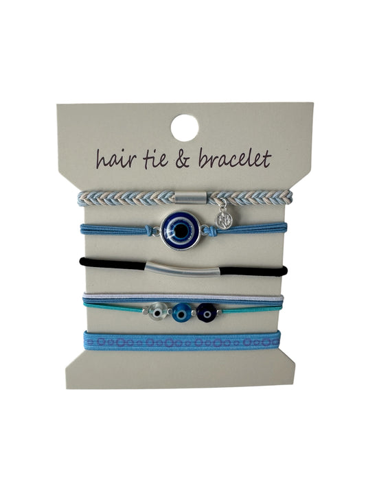 Evil Eye Hair Tie & Bracelet Set